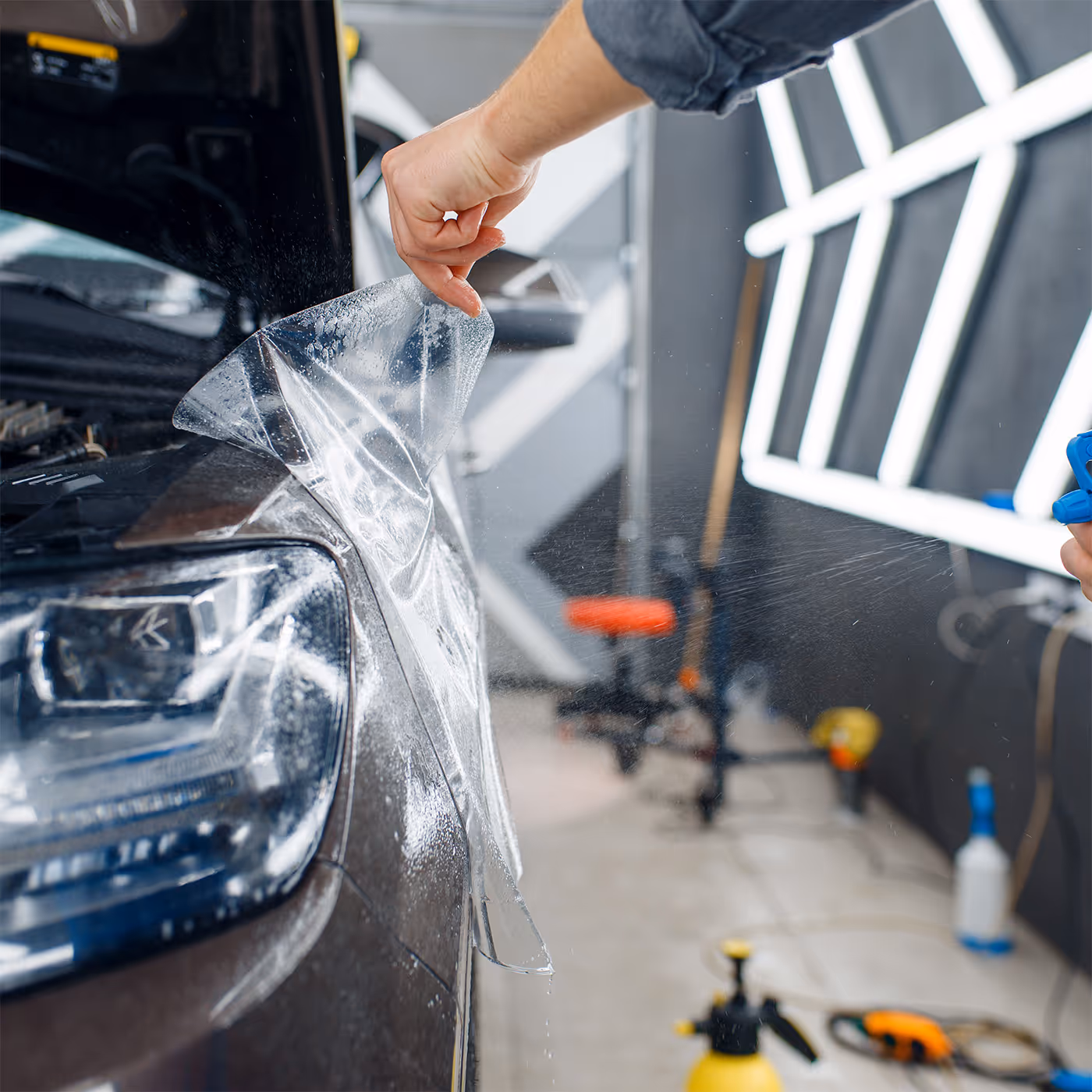 Aplikacja folii ochronnej PPF na błotniku auta